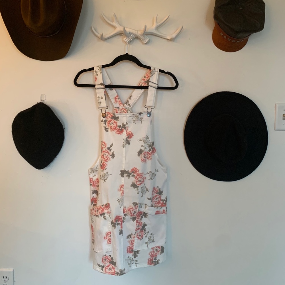 Floral overall shorts